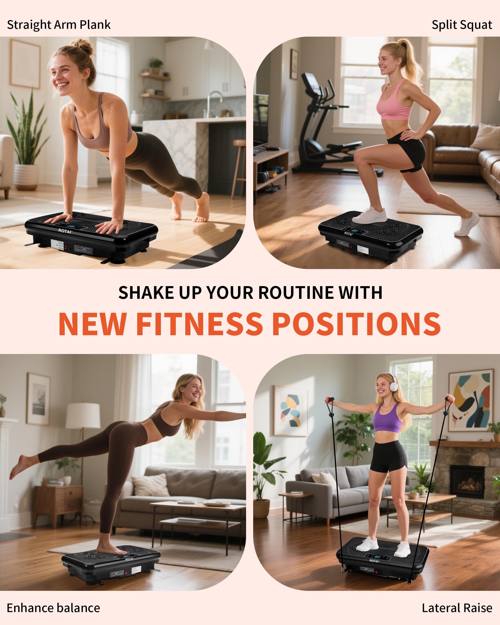 BEF Vibrating Plate Exercise Machine，Bluetooth Remote and LED Display, 300 lbs, 150 Watts Shake Board for Women and Men, Entertainment Activities, Black