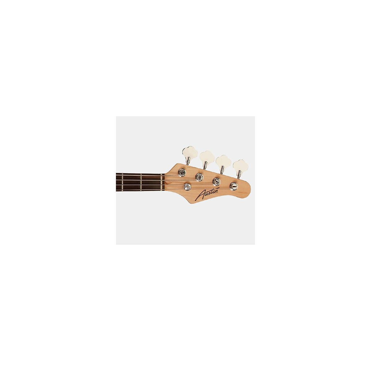 Austin AJB300 Series Double Cutaway Bass Guitar, Black