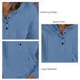 thumbnail image 4 of Women Hooded Button Collar Drawstring Hoodies Long Sleeve Pure Color Pullover Sweatshirts With Pocket, 4 of 5