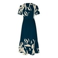 thumbnail image 3 of IROINNID Summer Dresses for Women Wedding Guest Maxi Dresses for Women , Round Neck and Short Sleeve Printed Flowy Casual Vacation Dresses, 3 of 4