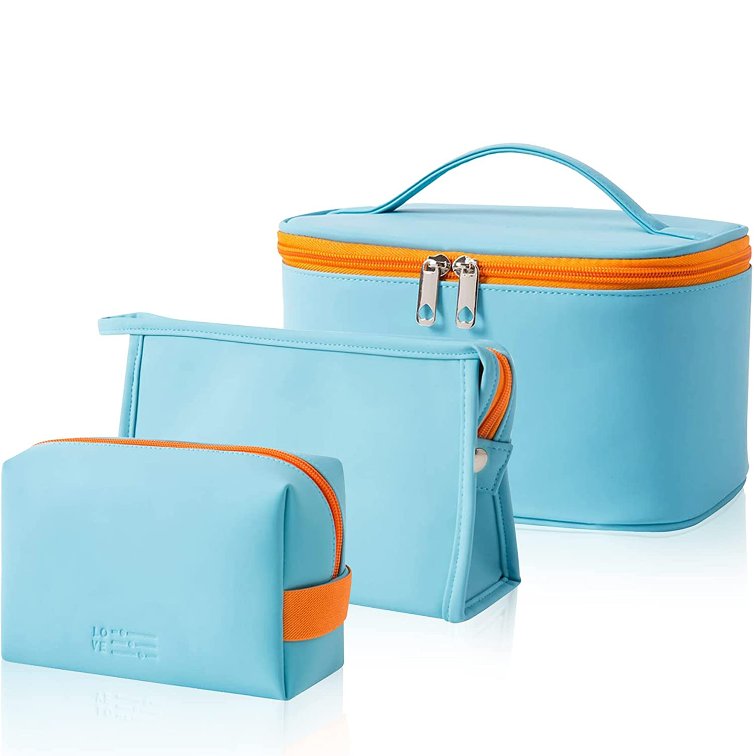 Portable Leather Cosmetic Bags,3 Pack Large Travel Cosmetic Bag