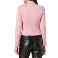 thumbnail image 3 of INSPIRE CHIC Women's Faux Suede Stand Collar Zip up Cropped Motorcycle Jacket XS Pink, 3 of 6