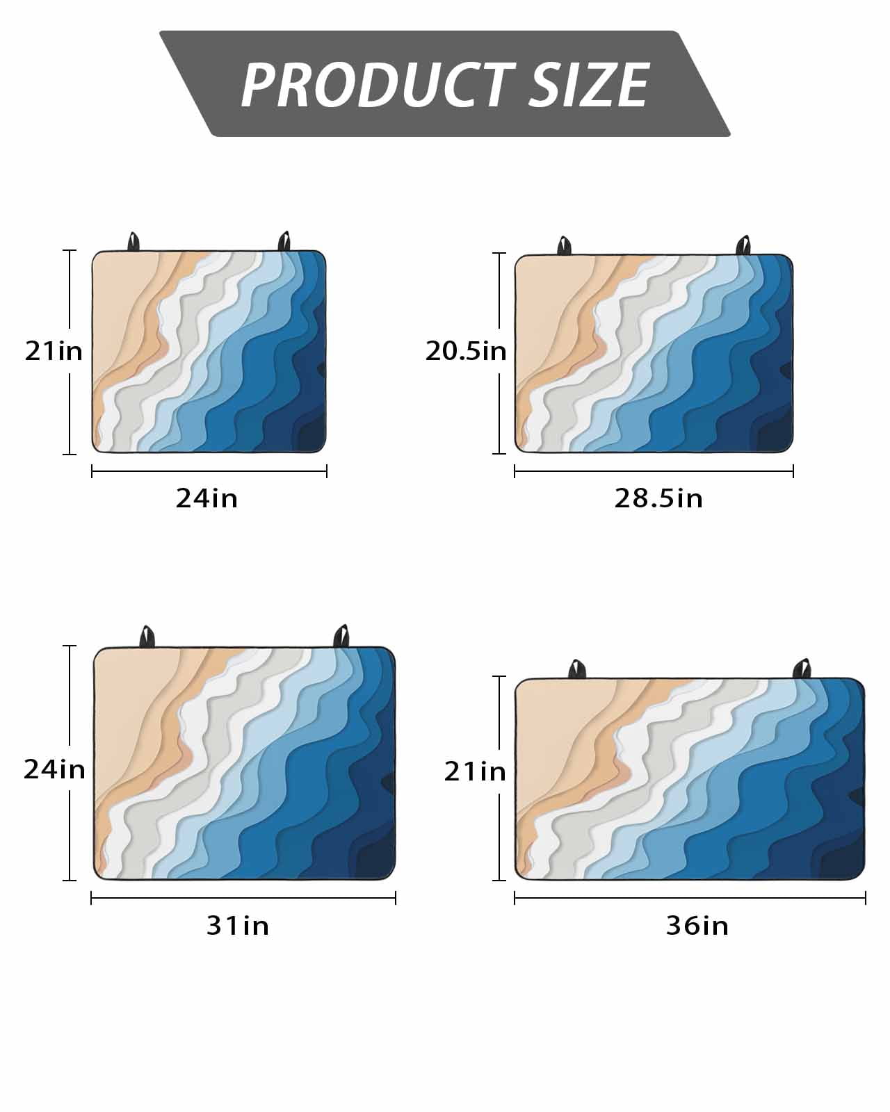 Stove Top Covers for Electric Stove, Blue Geometric Beach Glass Stovetop Cover Protector, Ombre Waves Moire Abstract Art Induction Cooktop Protector Oven Mat for Kitchen Countertop 36"x21"