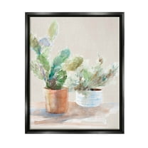 Stupell Industries Potted Cactus Plants Watercolor Painting Jet Black Floating Framed Canvas Print Wall Art, Design by Lanie Loreth