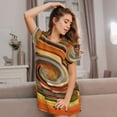 thumbnail image 3 of Balery Colorful Swirl Camisón de manga corta con cuello redondo para mujer, cómodo y elegante., 3 of 6