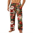thumbnail image 2 of WTOBBY Mens Christmas Flannel Sleep Pants with Festive Print Pockets, Soft Fleece-Lined Lounge Pants for Holiday, Cozy Winter PJ Bottoms for Men,Red L, 2 of 6