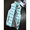 thumbnail image 2 of QSAWXQZ Men's Thick Padded Puffer Vest Plaid Sleeveless Stand Collar Zip Up Winter Warm Outerwear with Pockets Light Blue 3XL, 2 of 3