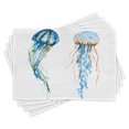 thumbnail image 1 of Ambesonne Nautical Place Mats Set of 4, Jellyfish Exotic Sea, Standard Size, Blue, 1 of 6