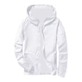 thumbnail image 3 of Windbreaker Jackets for Men Lightweight Reflective Zipper Outdoor Hiking Cycling Sport Hooded Coat White M, 3 of 4
