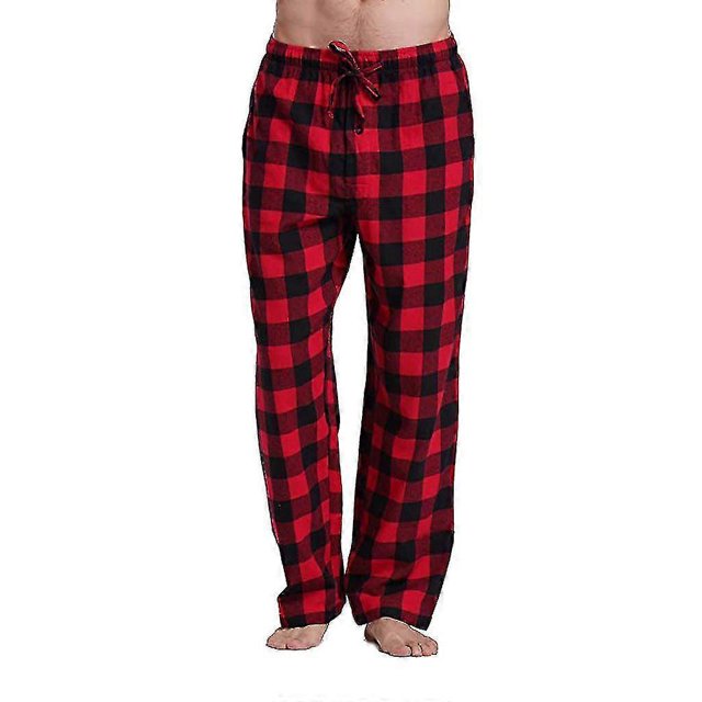 Mens Pajama Pants With Pockets, Mens Soft Flannel Plaid Pajama Sleep Pants