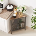 thumbnail image 6 of VECELO Set of 2 Corner Storage Cabinet with Dual Door, Wood Floor Standing Triangle Storage Organizer with 3-tier Shelves, Gray, 6 of 11