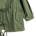 thumbnail image 3 of DJDLJWCJ Little Girls Windbreaker Jacket Mid-length Solid Color Drawstring Windproof Jacket Green Size 4-5Years, 3 of 4