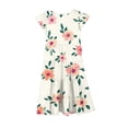 thumbnail image 3 of Auroural Girls Dresses Size 10-12 Casual Girls Dresses 10-12 Girls' Summer Flower Print Short Sleeve Ruffled Pockets Round-Neck Printed Dress For Kids, 3 of 5