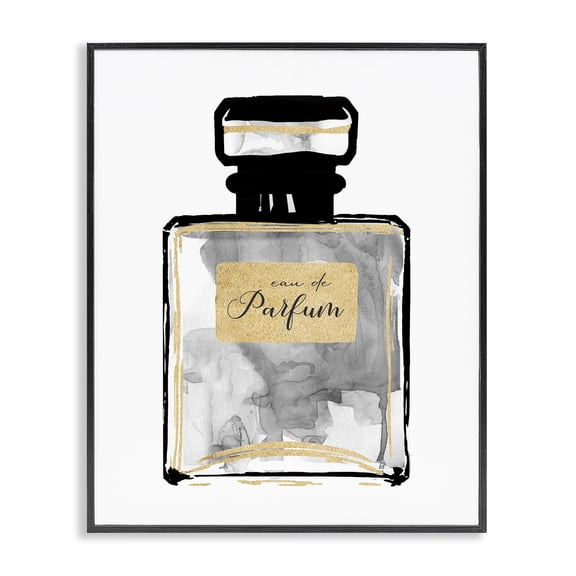 Stupell Industries Black French Perfume Beauty & Fashion Painting Black Framed Art Print Wall Art, 11 x 14