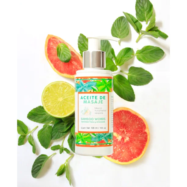 Aceite para Masajes 138ml con Menta, Toronja y Té Limón - Refrescante, Energizante y Natural