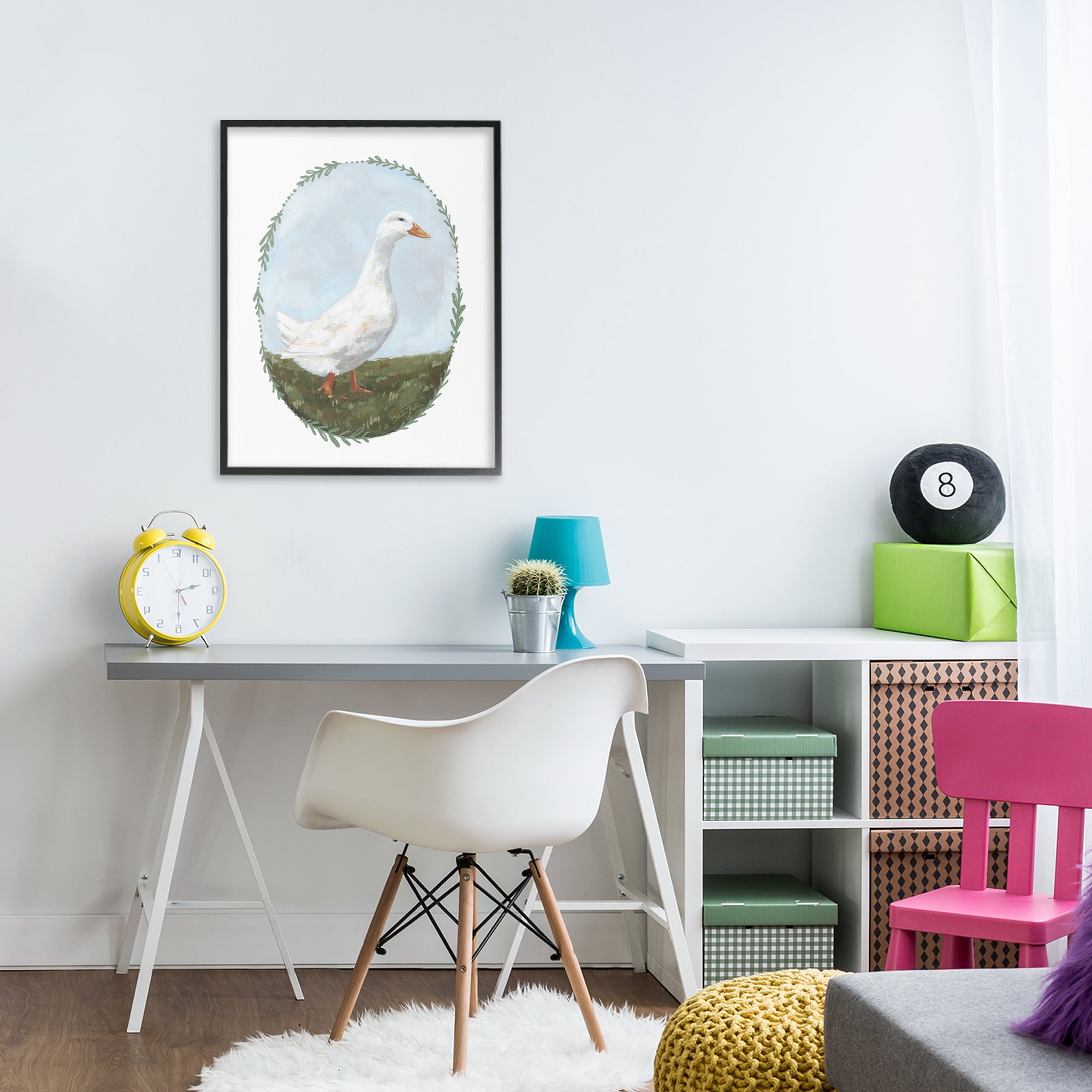 Stupell Industries Gentle Duck in Meadow Black Framed Giclee Art, design by Sara Baker