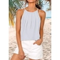 thumbnail image 4 of Womens Pleated Tank Tops Spaghetti Strap Camisole Halter Tops Curved Hem Fashion 2025 White XXL, 4 of 7