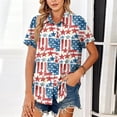 thumbnail image 4 of AHMOMEI Stars Stripes Women's Button Down Shirts Short Sleeve Women's Tops, Tees & Blouses with Pocket, 4 of 5