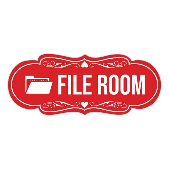 Signs ByLITA Designer File Room Sign (Red) - Large