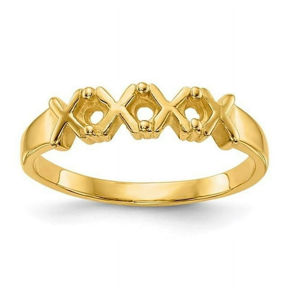 Finest GoldXMR17-3 14K Yellow Gold Polished 3-Stone Mothers Ring Mounting - Size 7