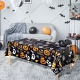 thumbnail image 6 of SUYOLL Disposable Plastic Halloween Tablecloth Black Spooky Pattern Table Cover Halloween Party Supplies For Indoor Outdoor Dinner Table Holiday Scene Decoration, 6 of 7