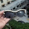 thumbnail image 4 of Bling Diamond Sunglasses Crystal Rhinestone Shades Retro Half Rim Women Cat Eye Sunglasses Eyewear, 4 of 4