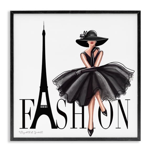 Stupell Industries Art Deco Parisian Fashion Illustration Black Framed Giclee Art, 12 x 12, by Elizabeth Tyndall