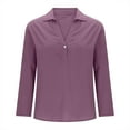 thumbnail image 4 of RYRJJ Women's Cotton Linen Blouses Long Sleeve Henley Shirts Button V Neck Casual Loose Fit Work Tops(Purple,L), 4 of 6