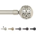 thumbnail image 1 of Window Treatment Single Curtain Rod Set Telescoping Curtain Rod with Carved Hollow Ball Finials, Adjustable Length from 28 to 48-Inch, 3/4 Inch Diameter, Nickel, 1 of 6