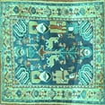 thumbnail image 1 of Ahgly Company Machine Washable Indoor Square Animal Turquoise Blue Traditional Area Rugs, 5' Square, 1 of 4