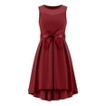thumbnail image 5 of OGLCCG Teens Girl's Dresses with Bow Belt Mesh Tulle Sleeveless Casual Holiday Sundress High-Low Wedding Princess Dress 5-16 Years, 5 of 6