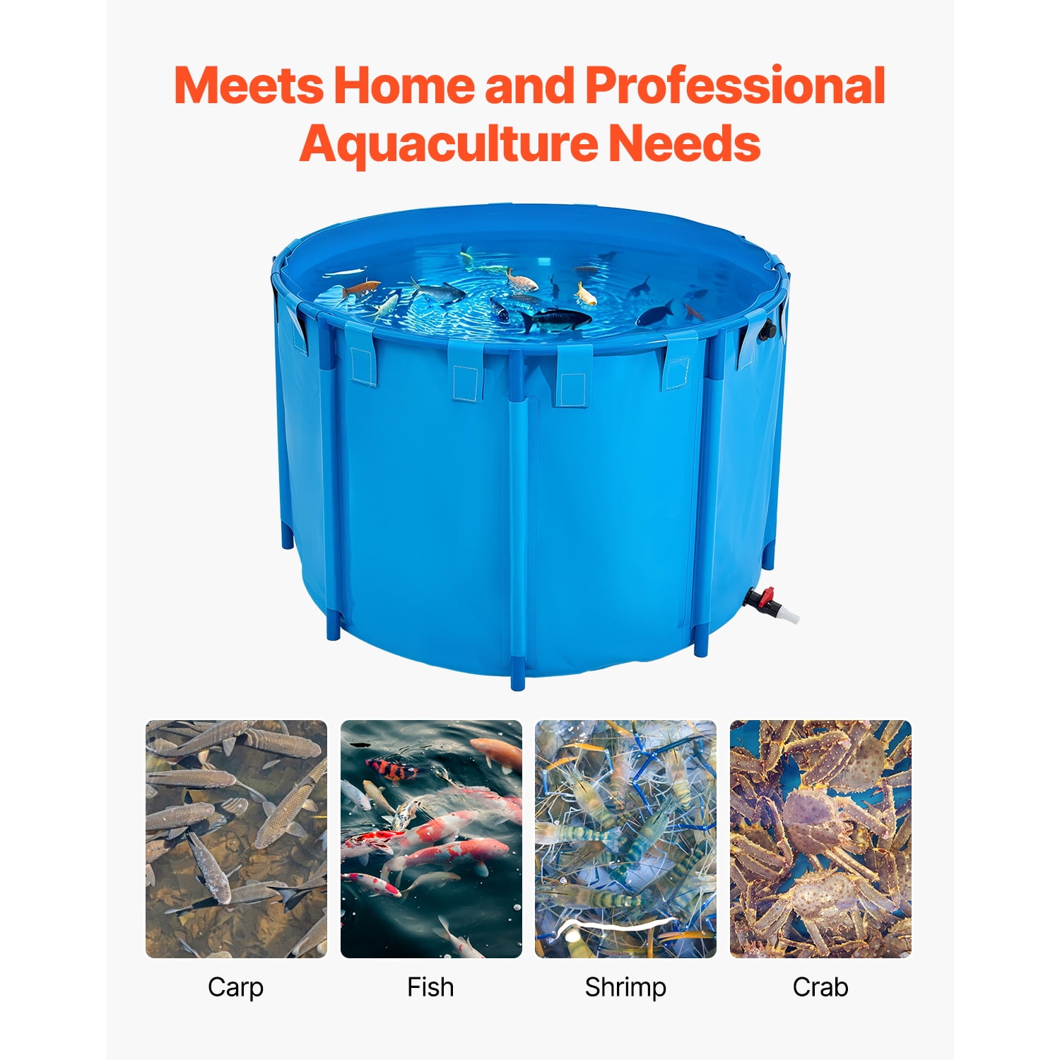 KFFKFF Portable Fish Pond, 448.8 Gal Volume, Above Ground, Collapsible PVC Koi Pool, Circular Goldfish Habitat with Robust Frame and Drain Valve, Suitable for Aquaculture, Koi Propagation