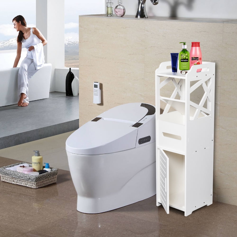 Kepooman Free Standing Bathroom Tower Storage Cabinet, White Kepooman Free Standing Bathroom Tower Storage Cabinet, White