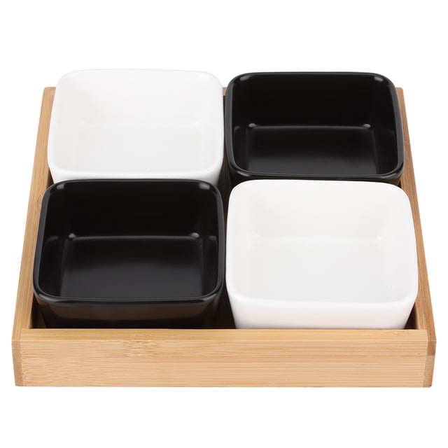 Fruit Tray, Snack Holder Portable Snack Tray, For Hotel Kitchen Use Home Use Restaurant Four Grids 2White+2Black