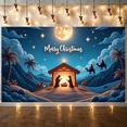 thumbnail image 6 of Nativity Scene Christmas Banner Night Sky Merry Christmas Backdrop Shining Stars Full Moon Nativity Display for Christmas Party Church Event Holiday Decoration, 6 of 9