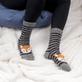 thumbnail image 2 of BambooMN Women's Super Soft Warm Cute Animal Non-Slip Fuzzy Fluffy Crew Winter Home Socks, Stripe Fox - 1 Pair, 2 of 7