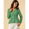thumbnail image 3 of INSPIRE CHIC Women's Elegant Dots V Neck Smocked Ruffled Hem Peplum Top, 3 of 6