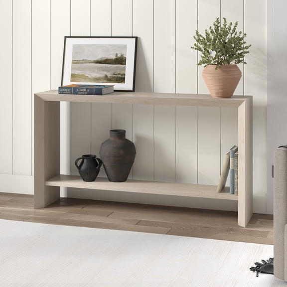Osman 55" Wide Rectangular Console Table in Alder White