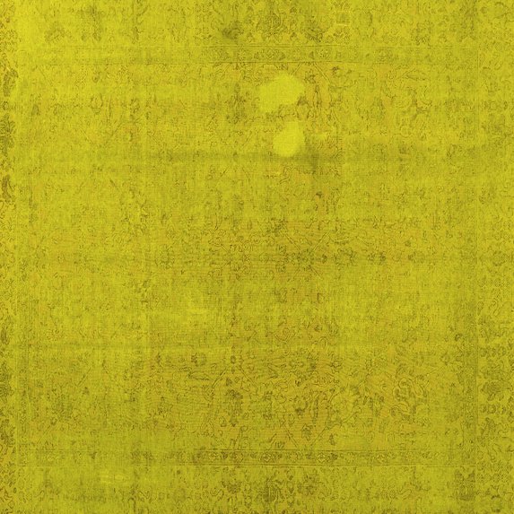 Ahgly Company Machine Washable Indoor Square Persian Yellow Bohemian Area Rugs, 3' Square