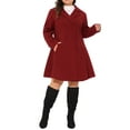 thumbnail image 3 of Agnes Orinda Women's Plus Size Coats Notch Lapel Double Breasted Winter Pea Coat Trench Coat 3X Burgundy, 3 of 7