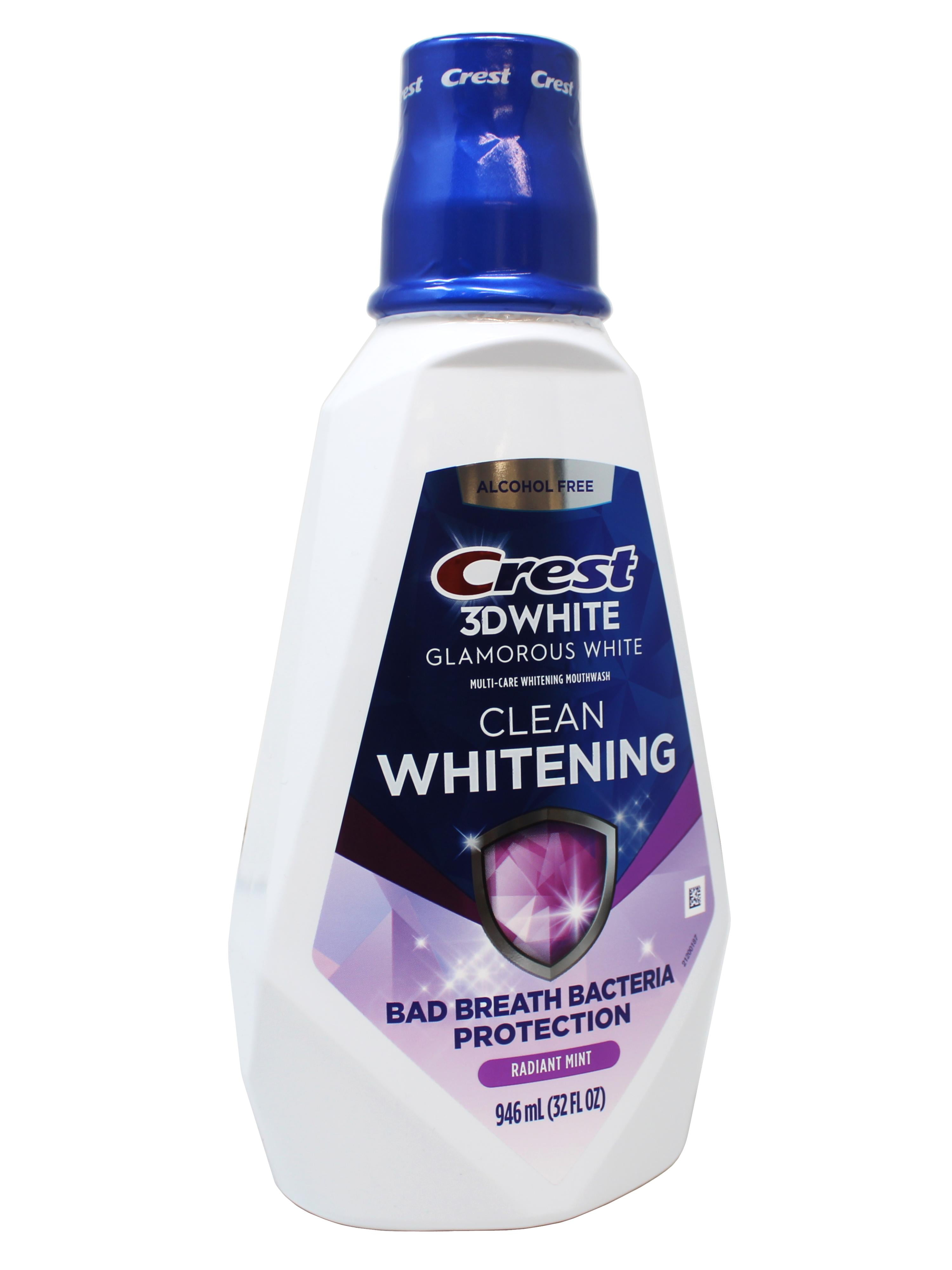 Crest 3D White Glamorous White Mouthwash, Clean Whitening, Multi-Care Whitening Mouthwash, Radiant Mint, 946 ml (32 FL OZ) - 2 Pack