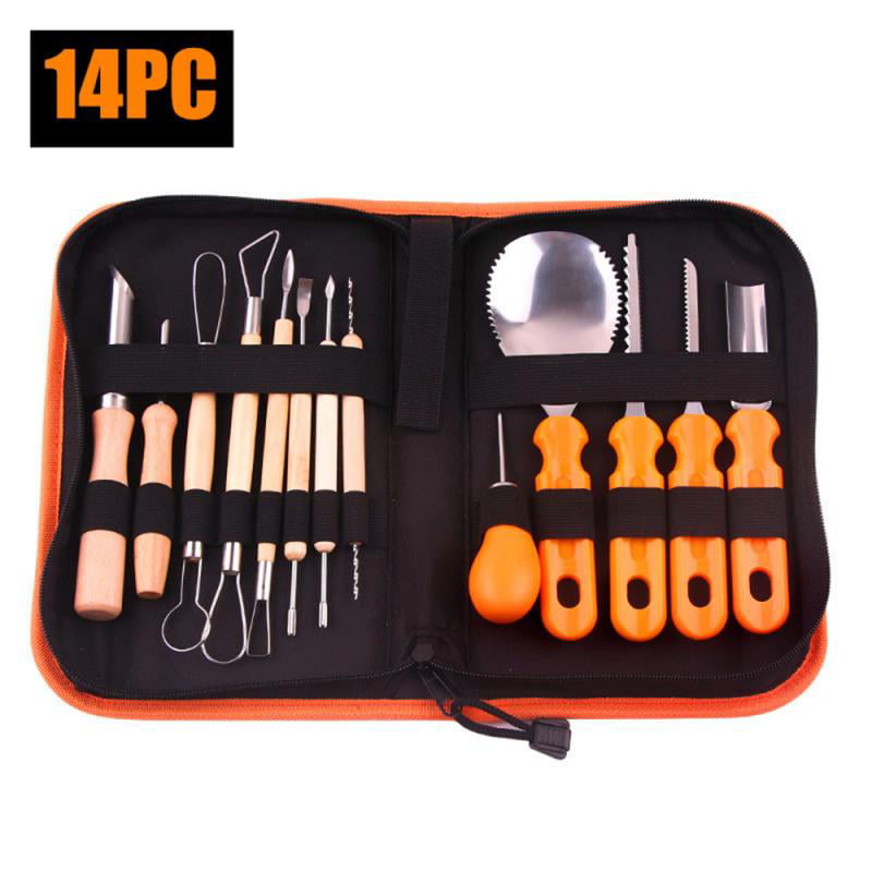 Pumpkin Carving Tools Kit 13 Pieces Heavy Duty Stainless Steel Pumpkin Carving Tool Jack-O-Lantern Sculpting Set with Storage Tool Bag Halloween Party Supplies
