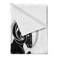 thumbnail image 2 of Zodiac Aries Soft Flannel Fleece Throw Blanket, Black Silhouette of a Astrological Animal Standing on Grey Sign, Cozy Plush for Indoor and Outdoor Use, 50" x 70", Pale Grey White, by Ambesonne, 2 of 5