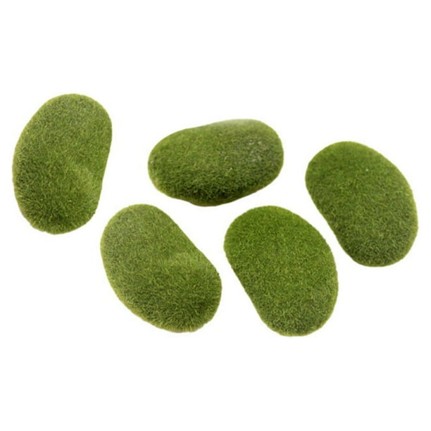 EeaseMX 5 piezas de rocas de musgo de imitación, bolas de musgo verde artificial, piedras para bonsái, rellenos para jarrones, decoración