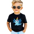 thumbnail image 2 of Cute Axolotl Birthday Shirt for Boys and Girls Kawaii Party Hat Graphic Tee for Kids and Toddlers Black Shirt 5-6, 2 of 8