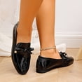 thumbnail image 4 of KEGIRLOM Women Fashionable And Casual Versatile Plus Size Bow Soft Sole Soft Leather Round Toe Shoe Black 7, 4 of 9