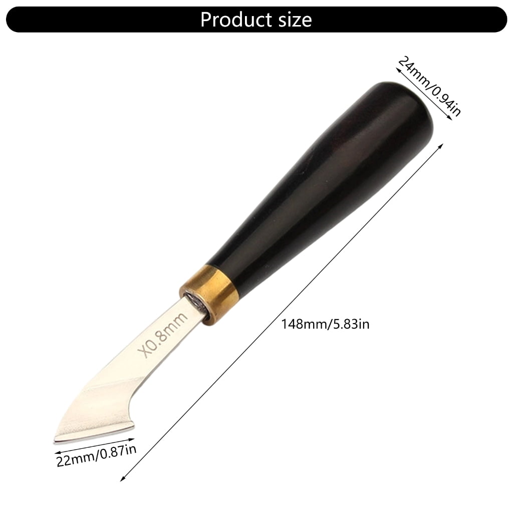 MOMOJIA Carbon Steel1eatherEdging Groover Tool Ergonomic Grip Wooden Handle Leatherworking Tool for Stitching Grooving
