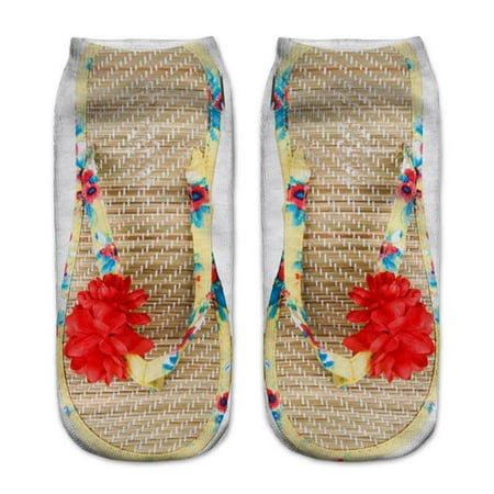 

Baycosin 3D Pattern Sandals Print Socks Running Socks Women Personality Low Ankle