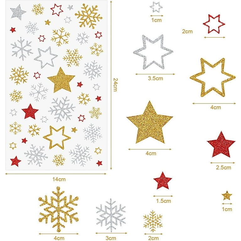 .com: 1000 Pcs Glitter Snowflake Foam Stickers Mini Winter