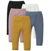 U·nikaka Unisex Baby 0-48 Months 5-Pack Pants in Grey White Black Orange and Pink